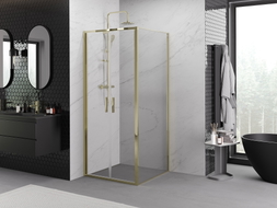 Mexen Exo-B Duo cabină de duș cu ușă batantă 110 x 110 cm, transparentă, aurie - 814-110-110-50-00