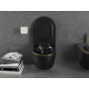 Mexen Lena vas WC rimless cu capac cu închidere lentă slim, duroplast, negru mat/linie aurie - 30224075