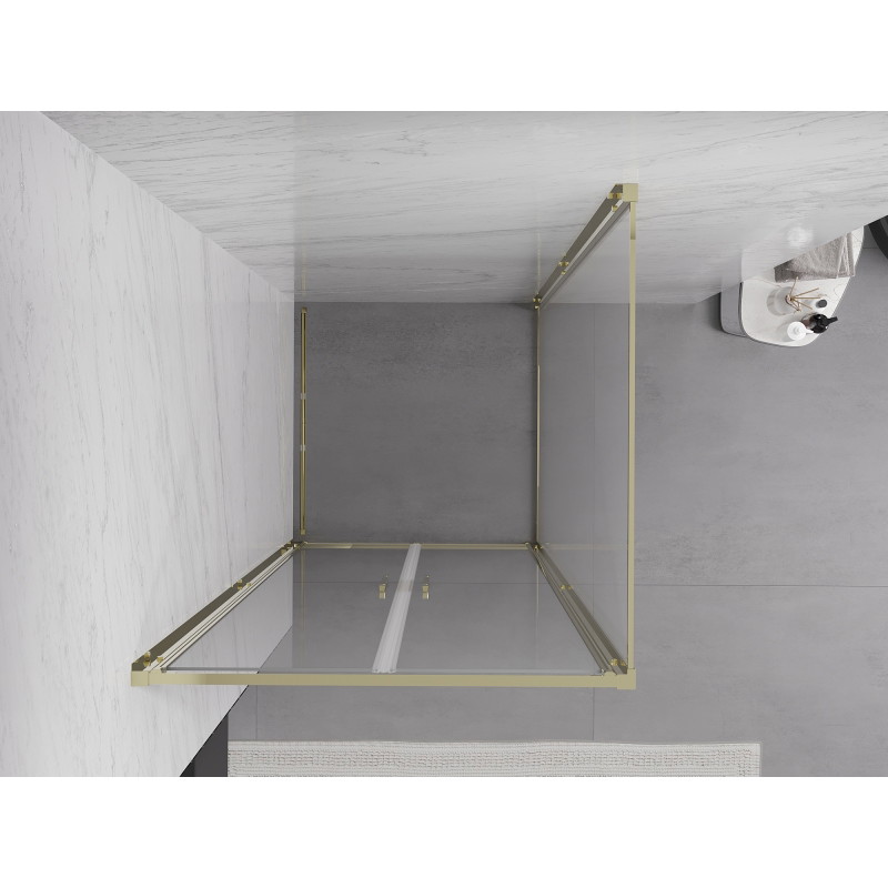 Mexen Exo-B Duo cabină de duș cu ușă batantă 120 x 120 cm, transparent, aurie - 814-120-120-50-00