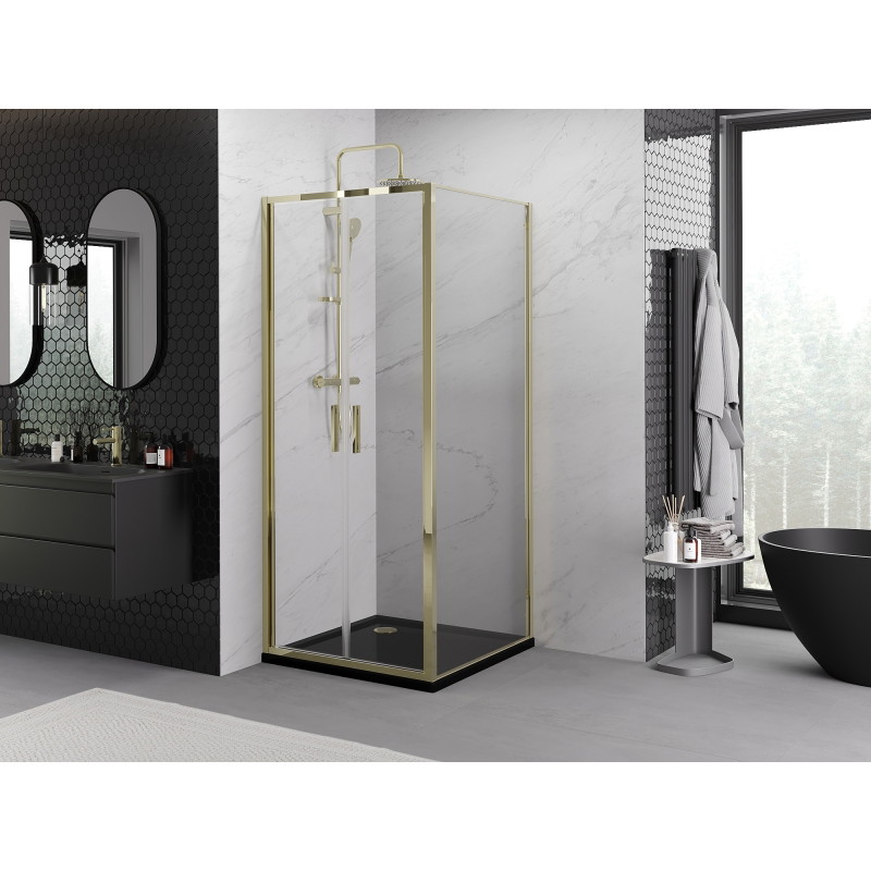 Mexen Exo-B Duo cabină de duș cu ușă batantă 120 x 120 cm, transparent, aurie - 814-120-120-50-00