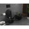 Mexen Lena Rimless WC csésze lassú záródású slim duroplast ülőkével, fekete matt/arany vonal - 30224075