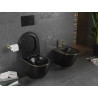 Mexen Lena vas WC rimless cu capac cu închidere lentă slim, duroplast, negru mat/linie aurie - 30224075