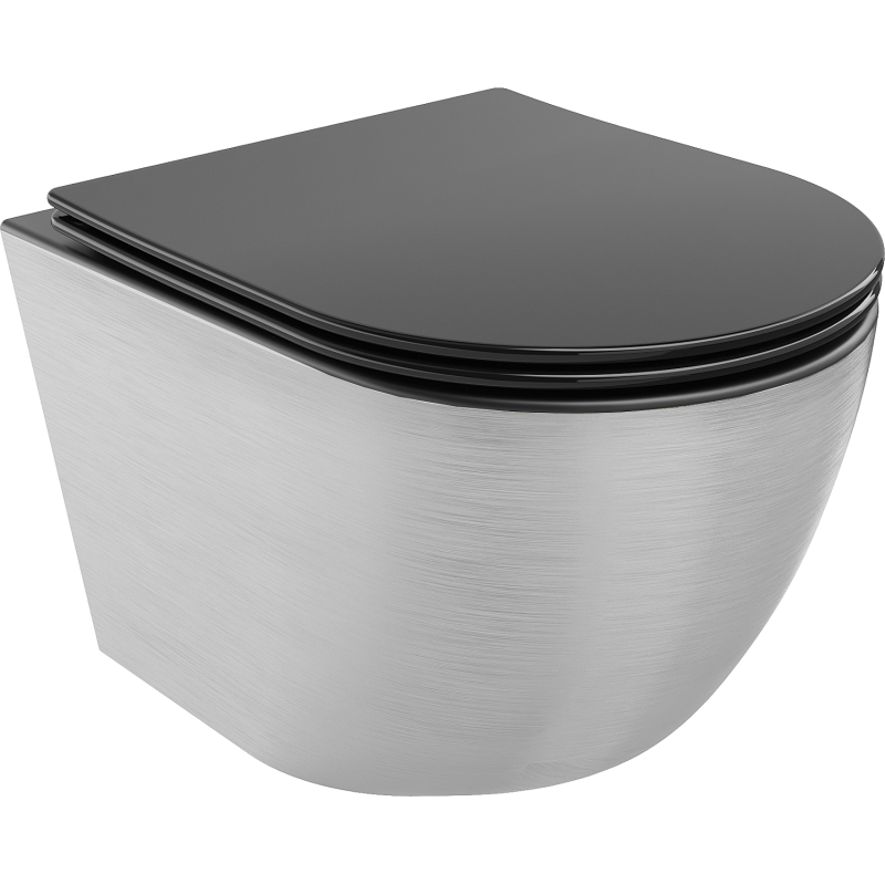 Mexen Lena vas wc Rimless cu capac cu cădere lentă slim, duroplast, negru mat/model argintiu linii - 30224073