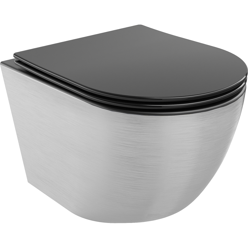 Mexen Lena vască wc Rimless cu scaun cu închidere lentă slim, duroplast, negru mat/model argintiu linii - 30224073