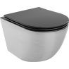 Mexen Lena vas wc Rimless cu capac cu cădere lentă slim, duroplast, negru mat/model argintiu linii - 30224073