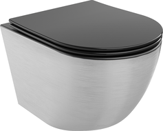 Mexen Lena vască wc Rimless cu scaun cu închidere lentă slim, duroplast, negru mat/model argintiu linii - 30224073