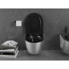 Mexen Lena vas wc Rimless cu capac cu cădere lentă slim, duroplast, negru mat/model argintiu linii - 30224073