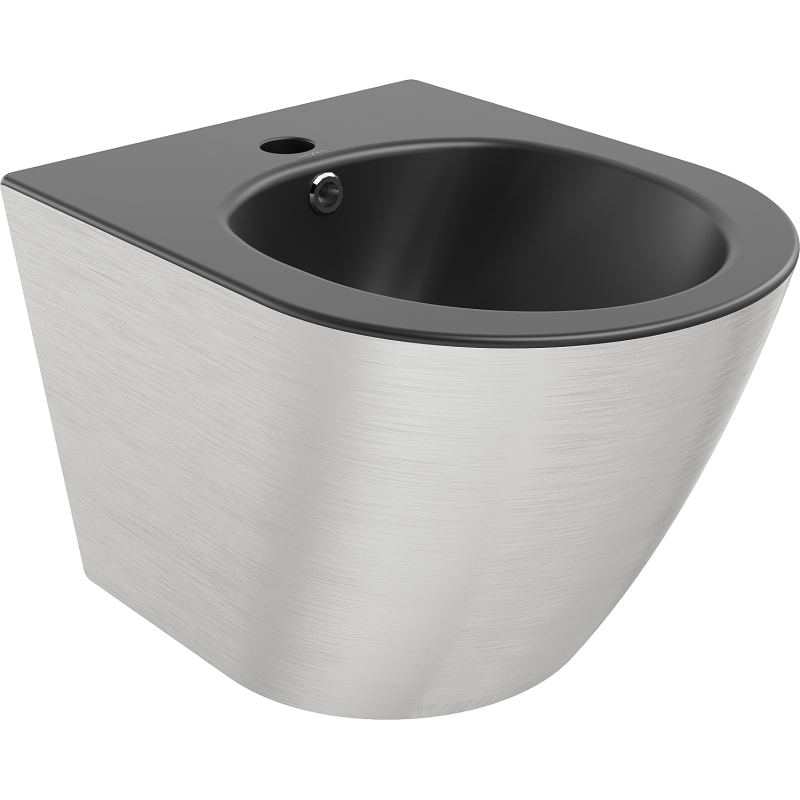 Bidet suspendat Mexen Lena, negru mat/model argintiu linii - 35224873