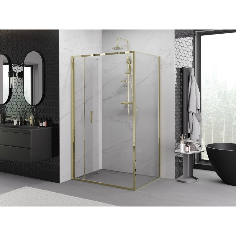 Mexen Exo-F összehajtható zuhanykabin 120 x 110 cm, átlátszó, arany - 816-120-110-50-00