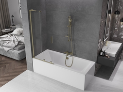 Mexen Velar L kádparaván 2 szárnyú toló 80 x 150 cm, átlátszó, arany - 896-080-003-01-50