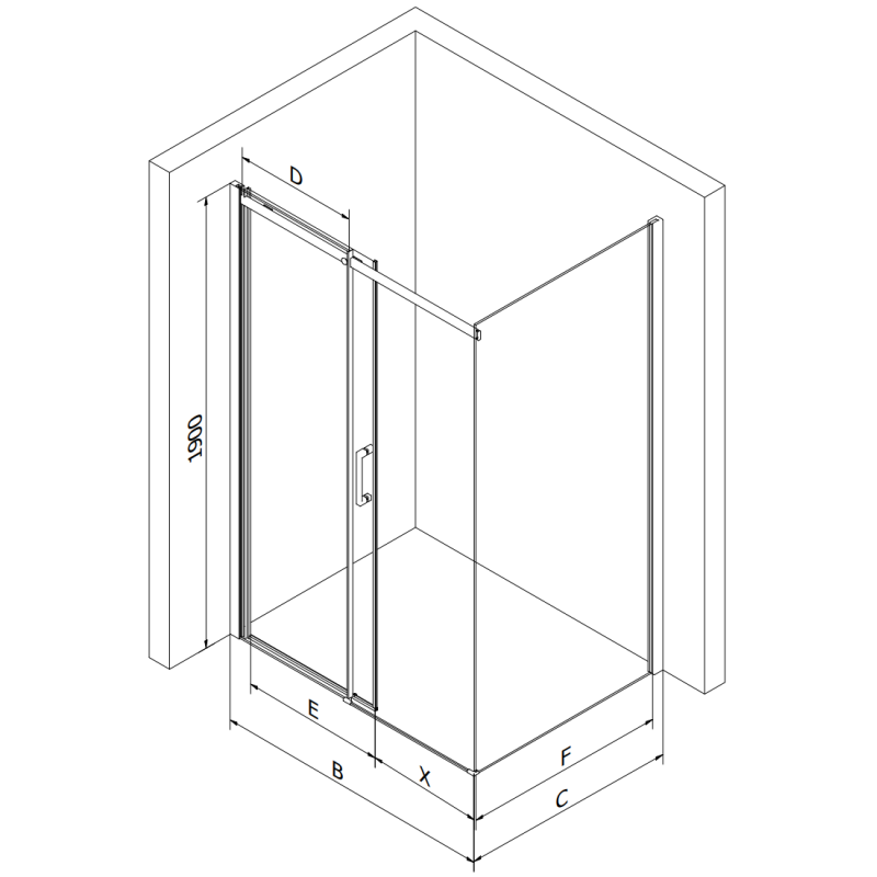 Mexen Omega tolóajtós zuhanykabin 130 x100 cm, átlátszó, fekete - 825-130-100-70-00
