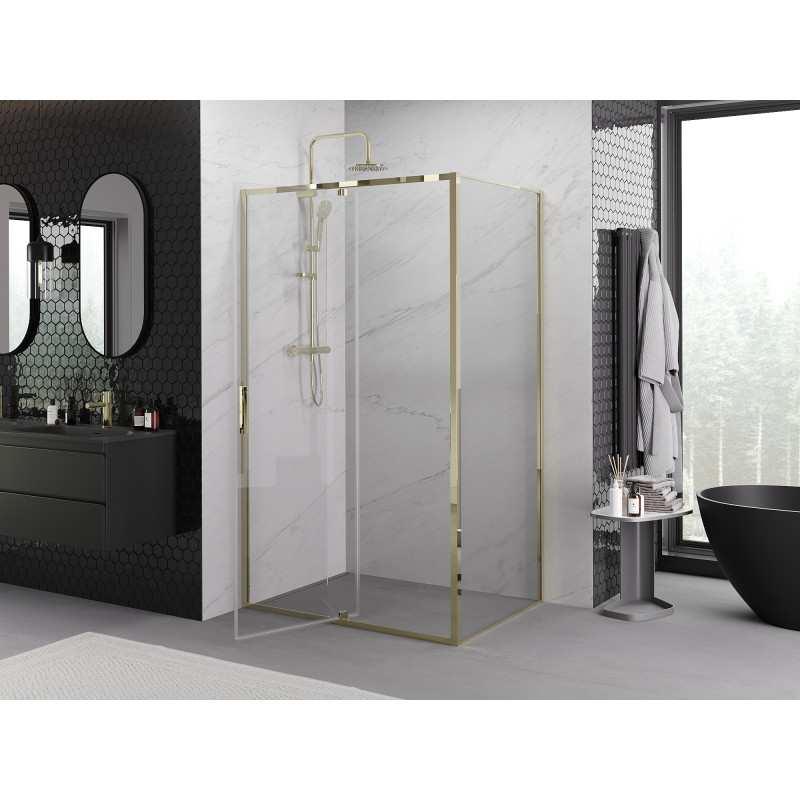 Mexen Exo-R cabină de duș articulată 140 x 110 cm, transparentă, aurie - 819-140-110-50-00