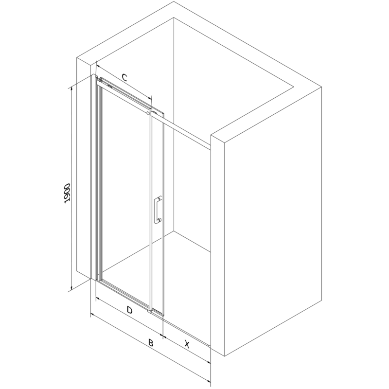 Mexen Omega uși de duș glisante 150 cm, transparente, negre - 825-150-000-70-00