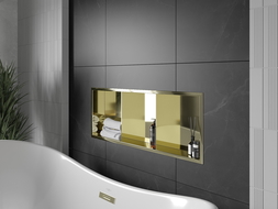 Mexen X-Wall-R fürdőszoba süllyesztett polc kerettel és polccal 90 x 30 cm, Arany - 1950903010S