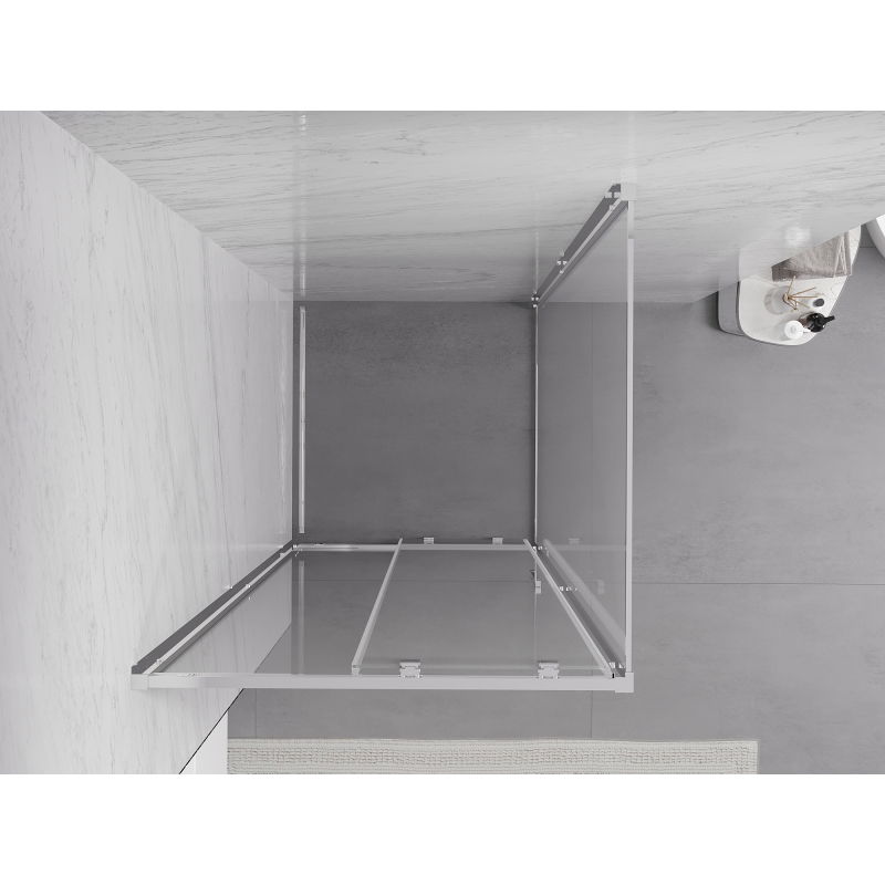 Mexen Exo 120 x 120 cm-es tolóajtós zuhanykabin, átlátszó, króm - 8151-120-120-01-00