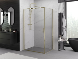 Mexen Exo-S 200 x 85 cm-es, átlátszó, arany keretes tolóajtós zuhanykabin - 8151-200-085-50-00