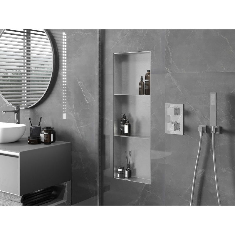 Mexen X-Wall-NR raft încastrat fără ramă cu poliță 90 x 30 cm, inox - 1911903010S