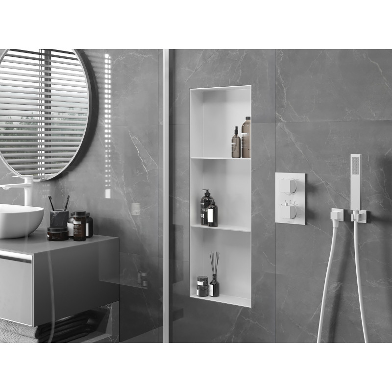 Mexen X-Wall-NR raft încastrat fără brâu cu poliță 90 x 30 cm, alb - 1921903010S