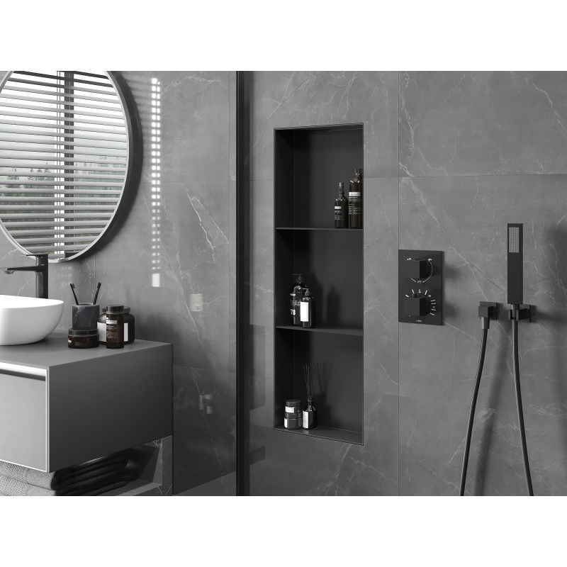 Mexen X-Wall-NR raft încastrat fără flanșă cu raft 90 x 30 cm, negru - 1971903010S