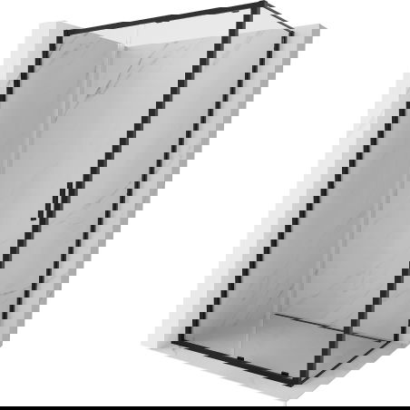 Mexen Exo 145 x 110 cm-es tolóajtós zuhanykabin, átlátszó, fekete - 8151-145-110-70-00