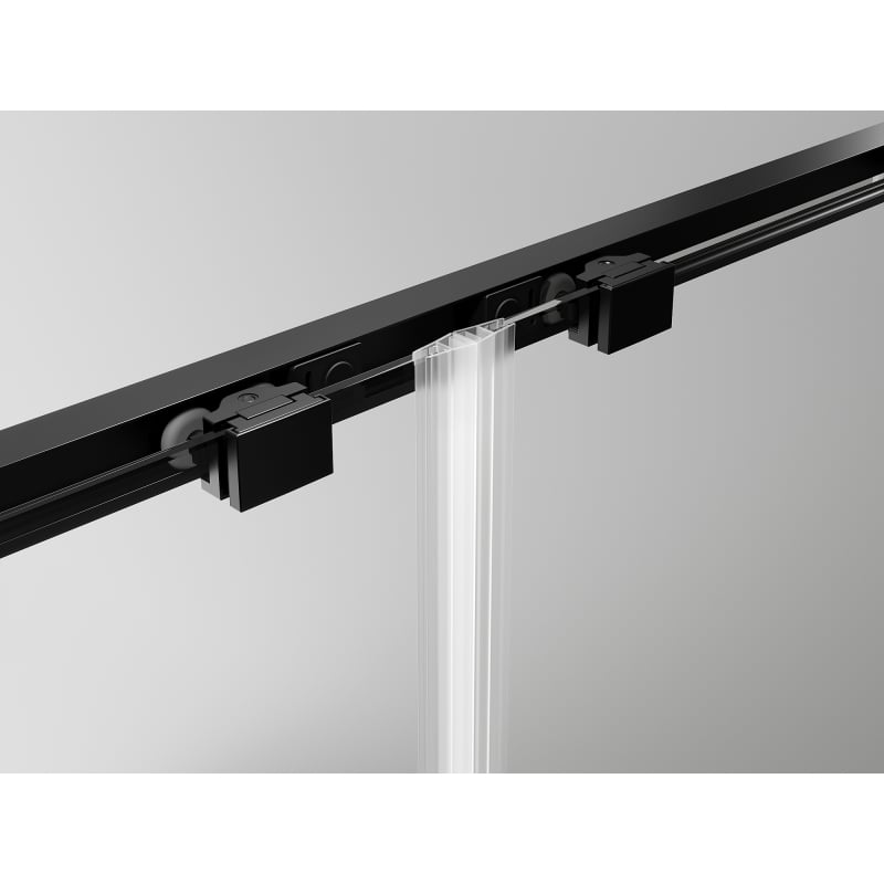 Mexen Exo 140 x 120 cm-es tolóajtós zuhanykabin, átlátszó, fekete - 8151-140-120-70-00