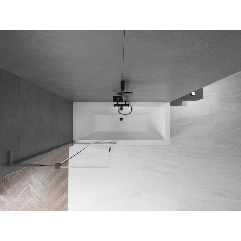 Mexen Velar L kétszárnyú, eltolható zuhanyfal 85 x 150 cm, átlátszó, gun metal - 896-085-003-01-95