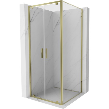 Mexen Exo-BR Duo cabina de duș pivotantă 110 x 110 cm, transparentă, aurie - 8182-110-110-50-00