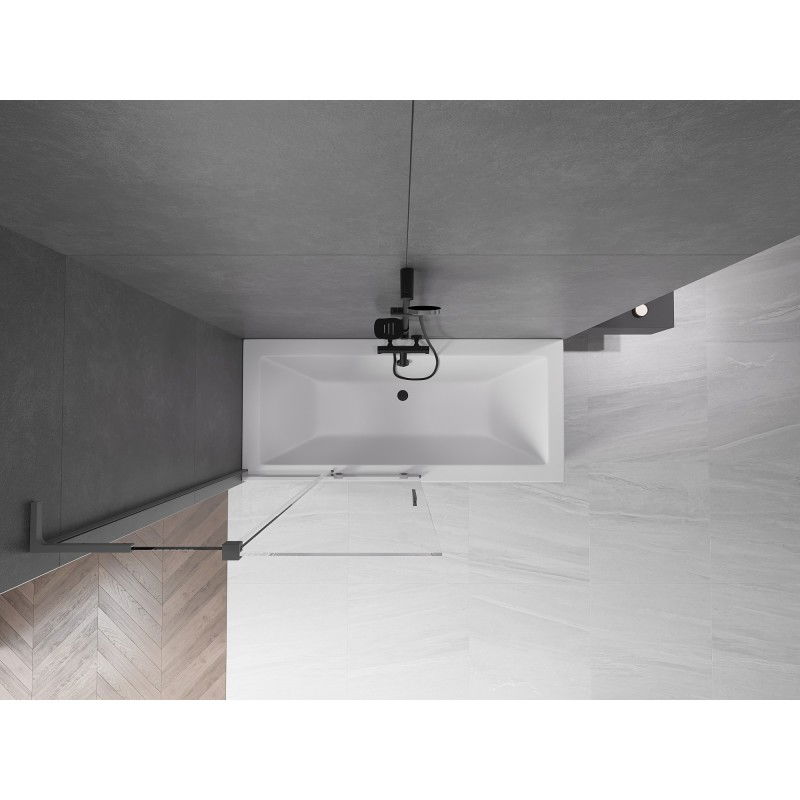 Mexen Velar L perete de protecție pentru cadă cu 2 panouri glisante 100 x 150 cm, transparent, metal pistol - 896-100-003-01-95