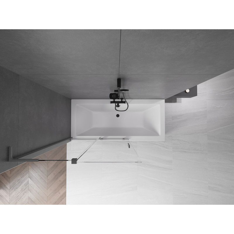 Mexen Velar L paravan cadă de baie extensibil cu 2 uși 110 x 150 cm, transparent, gun metal - 896-110-003-01-95