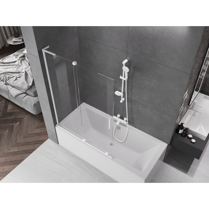 Mexen Velar L paravan de baie, 2 panouri glisante, 120 x 150 cm, transparent, alb - 896-120-003-01-20