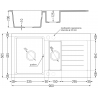 Mexen Matias chiuvetă de bucătărie din granit cu 1,5 camere și scurgător 900 x 505 mm, alb, sifon auriu - 6502901505-20-G