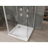 Mexen Omega-3S cabina de duș 3-ziduri, glisantă 100x100 cm, transparent, crom + cadă Flat - 825-100-100-01-00-3s-4010