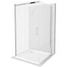 Mexen Omega-3S cabina de duș cu 3 pereți, culisantă 100x100 cm, transparentă, crom + cadă duș Flat - 825-100-100-01-00-3s-4010