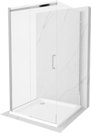 Mexen Omega-3S cabina de duș cu 3 pereți, culisantă 100x100 cm, transparentă, crom + cadă duș Flat - 825-100-100-01-00-3s-4010