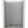 Mexen Lunar Duo zuhanyajtó, nyíló, 150 cm, átlátszó, aranyszínű, kefélt felület - 834D-150-000-55-00