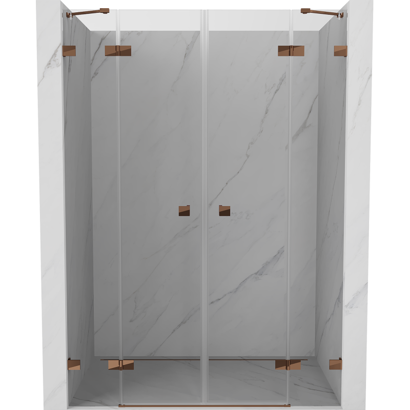 Mexen Lunar Duo uși de duș pivotante 160 cm, transparent, aur roz - 834D-160-000-60-00