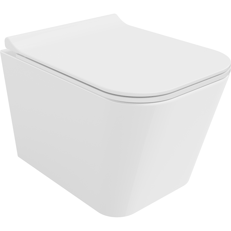 Mexen Teo Rimless WC csésze lassan csukódó, vékony duroplast WC-ülőkével, fehér fényes - 30850700