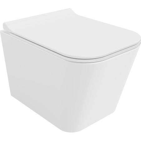 Mexen Teo Rimless WC csésze lassan csukódó, vékony duroplast WC-ülőkével, fehér fényes - 30850700