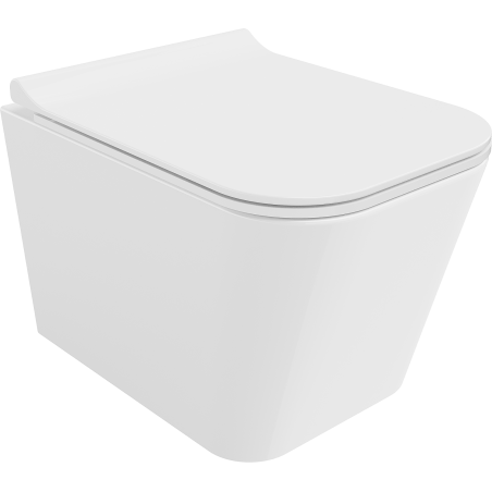Mexen Teo Rimless WC csésze lassan záródó vékony duroplast ülőkével, fehér fényes - 30850700