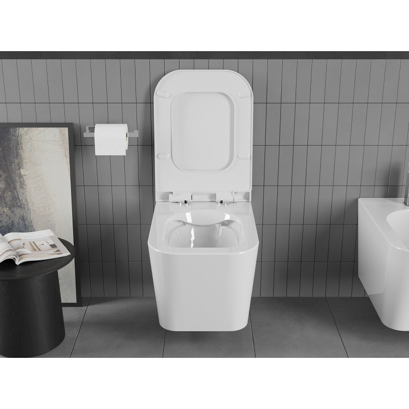 Mexen Teo vas de toaletă fără ramă cu capac slim cu închidere lentă, duroplast, alb lucios - 30850700