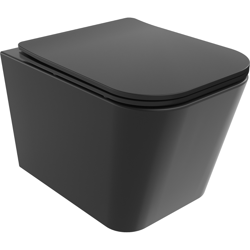 Mexen Teo vas WC Rimless cu capac slim cu închidere lentă, duroplast, negru mat - 30850685