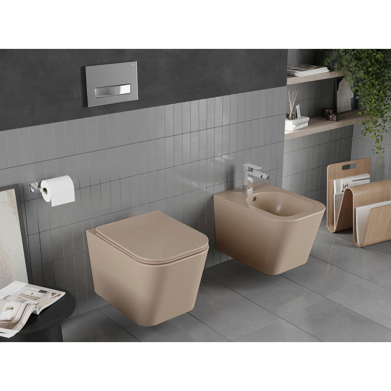 Mexen Teo vas wc Rimless cu capac cu cădere lentă slim, duroplast, cappuccino mat - 30854064