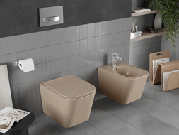 Mexen Teo perem nélküli wc csésze leeresztő automatikás ülőkével, duroplast, cappuccino matt - 30854064