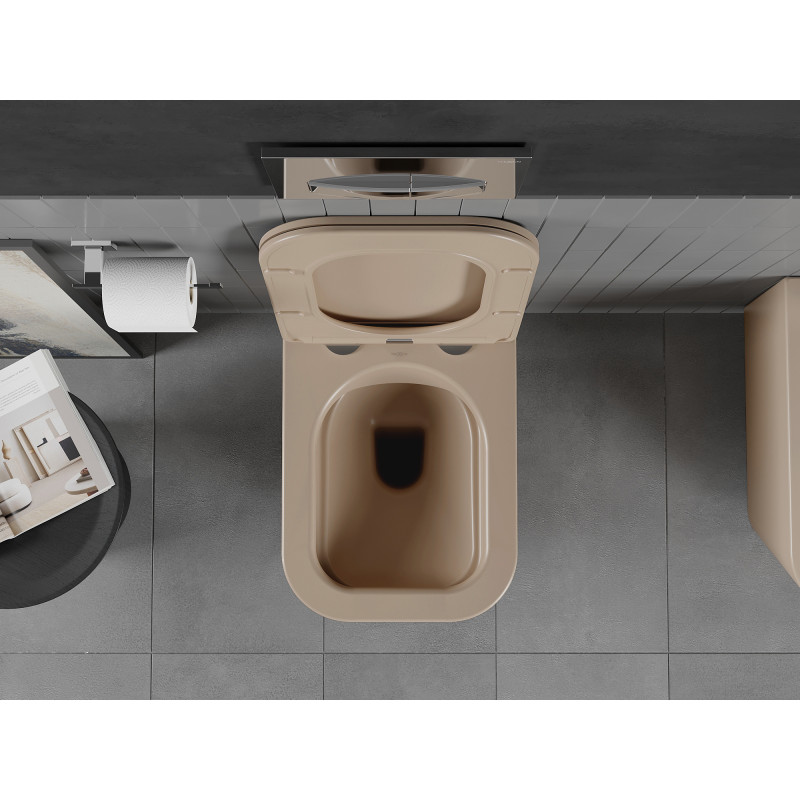 Mexen Teo Rim nélküli WC-csésze lassan záródó, slim duroplaszt üléssel, matt capuccino - 30854064