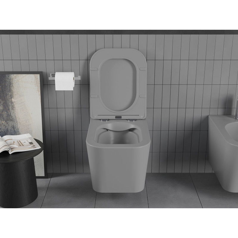 Mexen Teo vas WC fără margini cu capac slim cu închidere lentă, duroplast, gri deschis mat - 30854061