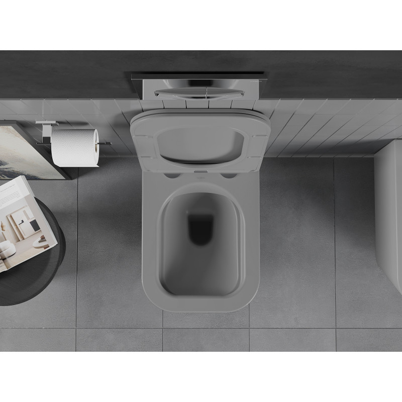 Mexen Teo Rimless WC csésze lassan záródó, keskeny duroplaszt ülőkével, világosszürke matt - 30854061