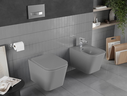 Mexen Teo perem nélküli wc csésze leeresztő automatikás ülőkével, Duroplaszt, Világosszürke matt - 30854061