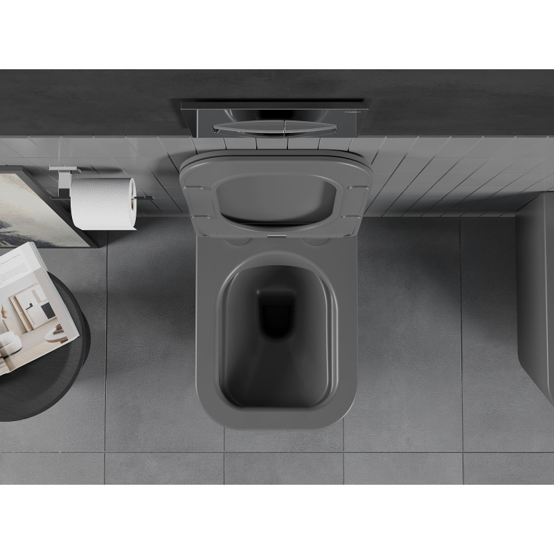 Mexen Teo Rimless wc csésze lecsukódó slim tetővel, duroplast, sötét szürke matt - 30854071