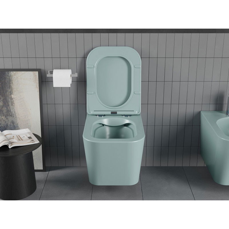 Mexen Teo vas wc rimless cu capac cu închidere lentă slim, duroplast, verde deschis mat - 30854048