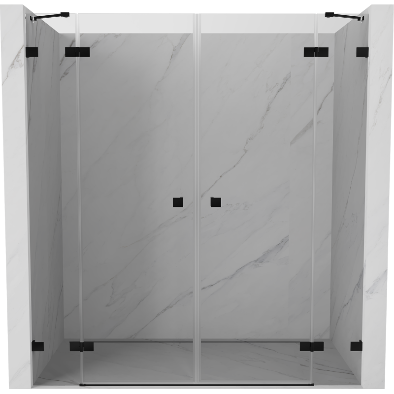 Mexen Lunar Duó zuhanyajtó nyitható, 190 cm, átlátszó, fekete - 834D-190-000-70-00